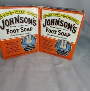 2 Boxes Johnson's Foot Soap Quick Dissolving Powder 4 Pack  1 oz. Each